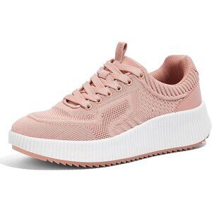 Lucky Step Women's Nude Platform Sneakers Rhinestone Fashion Chunky Shoes